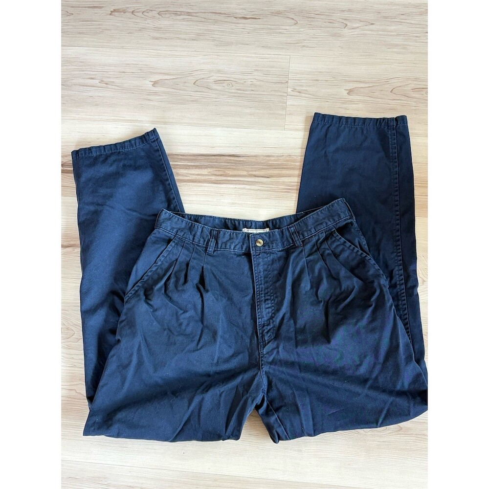 Vintage Bugle Boy Company Chino Pants Mens M Navy Blue Pleated Straight